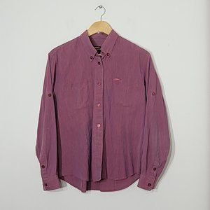 Chlorophylle Cotton Blend Maroon Adjustable Long Sleeve Button Down Shirt Medium